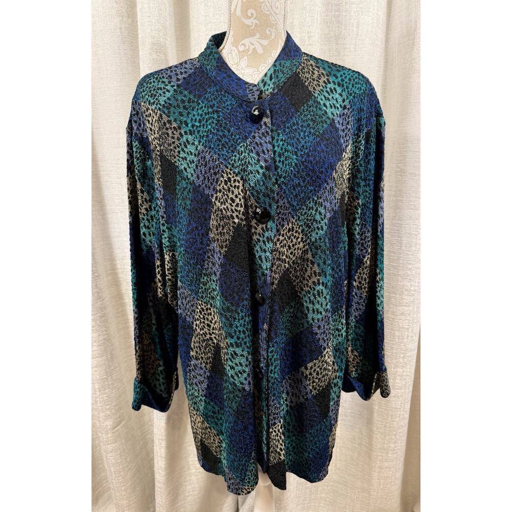 Draper’s & Damon’s 3X Textured Geometric Button Front Jacket Top - Picture 2 of 10